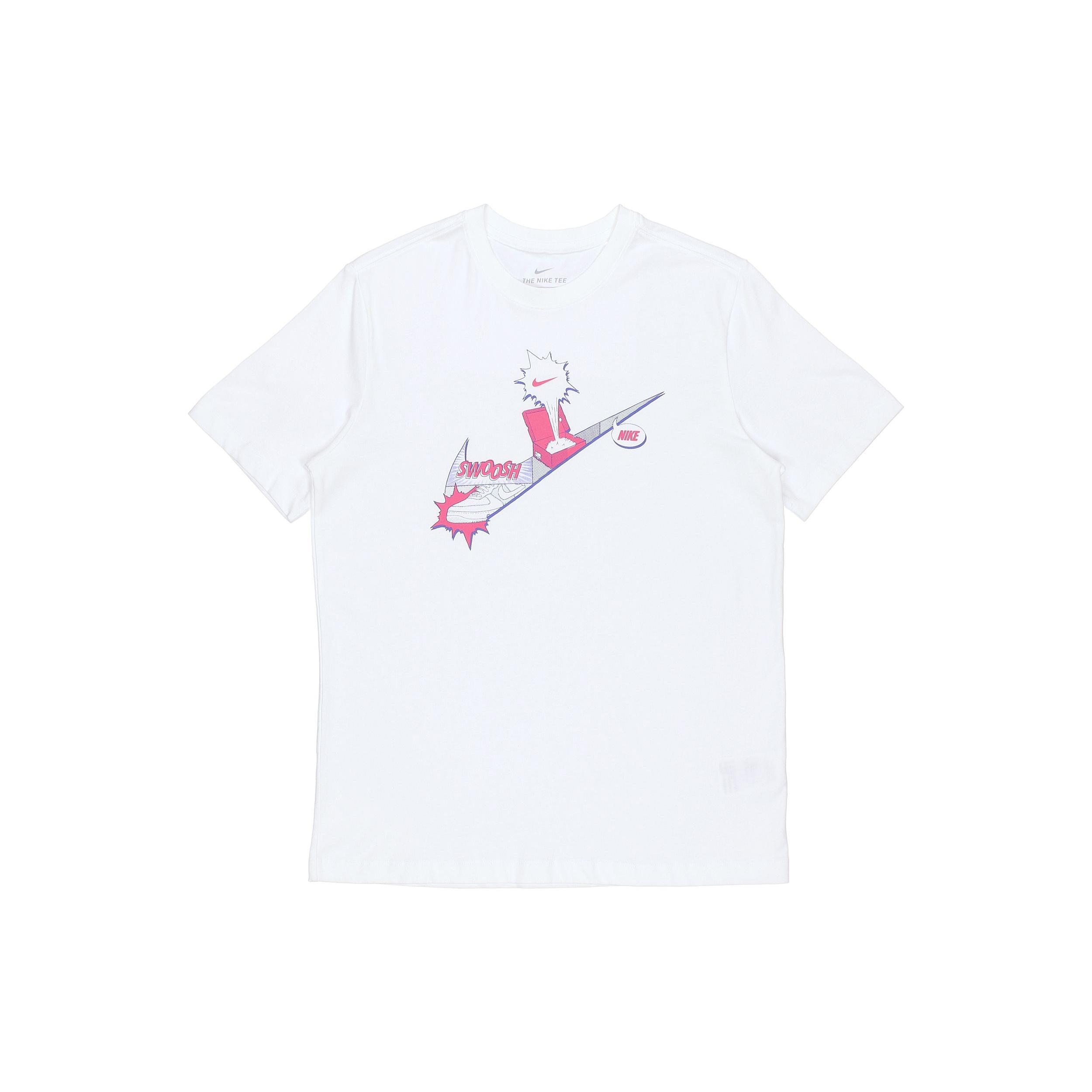 Nike Sportswear Shoe Printing Logo Sports Knit Short Sleeve White Men s DH0057-100 M