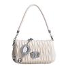 Leather Armpit Bag, New Korean Style Fashionable Crossbody Women's Bag, High-end Rhinestone Small Square Bag, Chain Bag, Pleated Bag