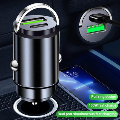 Mini Dual Ports Pull Ring Car Charger USB Fast Charging for iPhone Huawei Xiaomi Samsung QC 3.0 Phone Convenient Charger Adapter