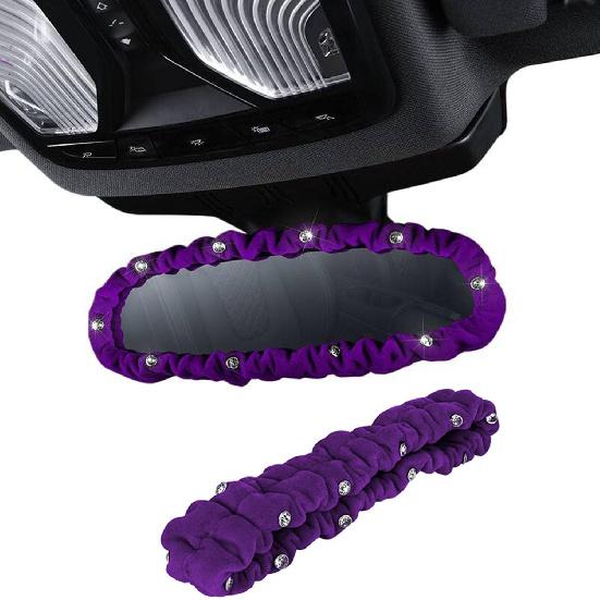 

Elastic Plush Auto Rearview Mirror Cover Bling Rearview Mirror Protector,Universal Car Accessories Interior Trim (purple) фиолетовый