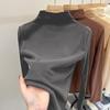 Versatile Plush Half-High Collar T-Shirt: Stylish, Slim-Fit Warm Base Layer for Autumn/Winter, Wearable Indoors or Out.