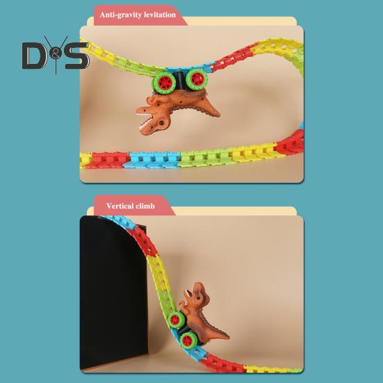 1 sada Dinosauří autodráha s lehkou hudbou Vzdělávací DIY stavění dráhy Antigravitační hra na horské dráze Dino Truck Hračka šplhání závodní auto
