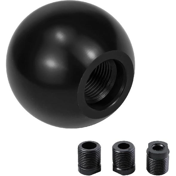 Round Ball Shift Knob, Aluminum Alloy Car Gear Shift Knob, Stick Shifter Knobs Head, Universal Shifter Knobs with 3 Adapters (M8, M10, M12), Fits