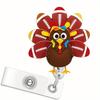Thanksgiving football turkey badge scroll, a fun holiday party accessory.