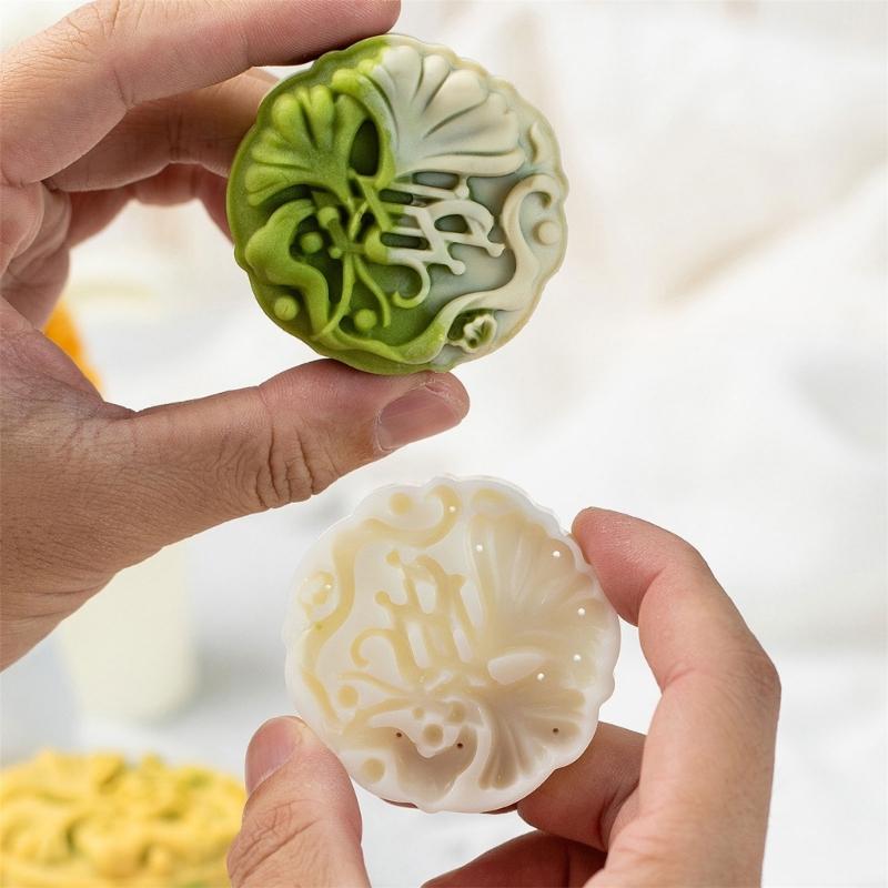 Ginkgoes Pattern Mooncakes Press Delicate Embossing Mooncakes Molds Ginkgoes Pattern Treat Stamps for Baking Lover
