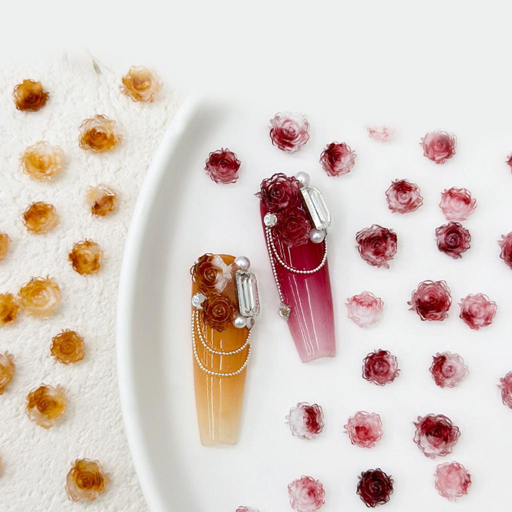 50Pcs Camellia Nail Charms 3D Flower Design Nail Charm Tips for Women Nail Jewelry Salon DIY Nail Accessories Decoration