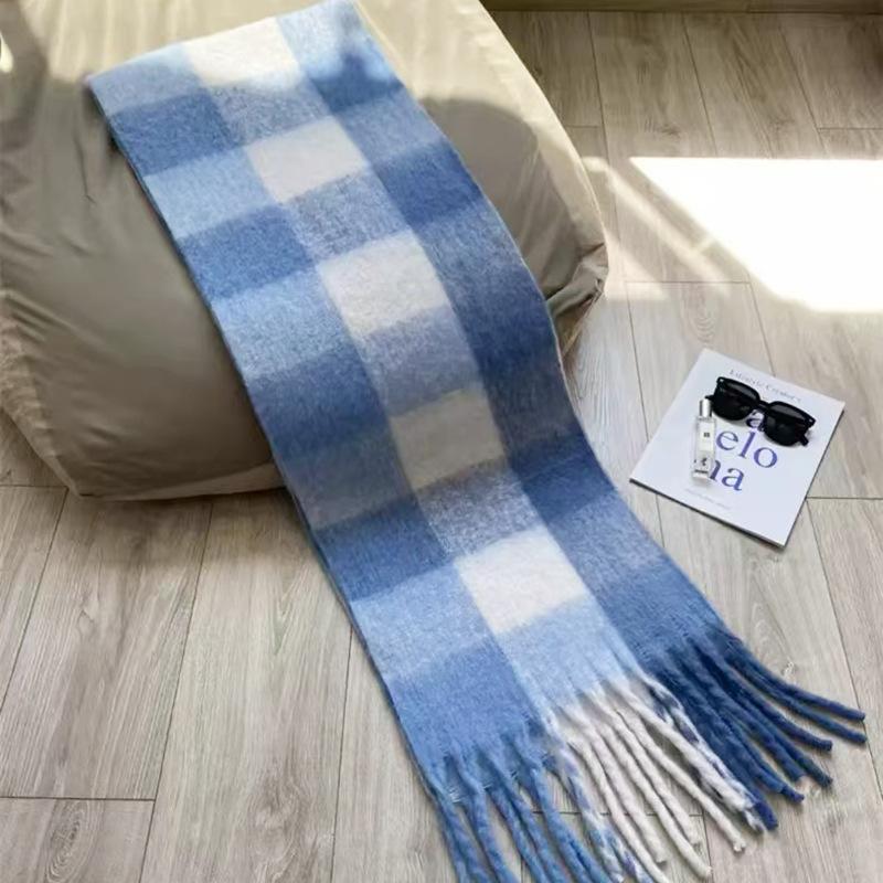 Autumn and Winter Scarves Women's Winter High-end Scarves Thickened and Warm Tonglu Imitation Cashmere Plaid Scarves