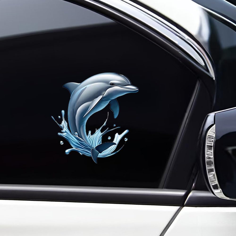2PC Dolphin Splash Vinyl Decals Waterproof Stickers for Car Truck Bumper Motorcycle Laptop Wall Removable Durable A-87