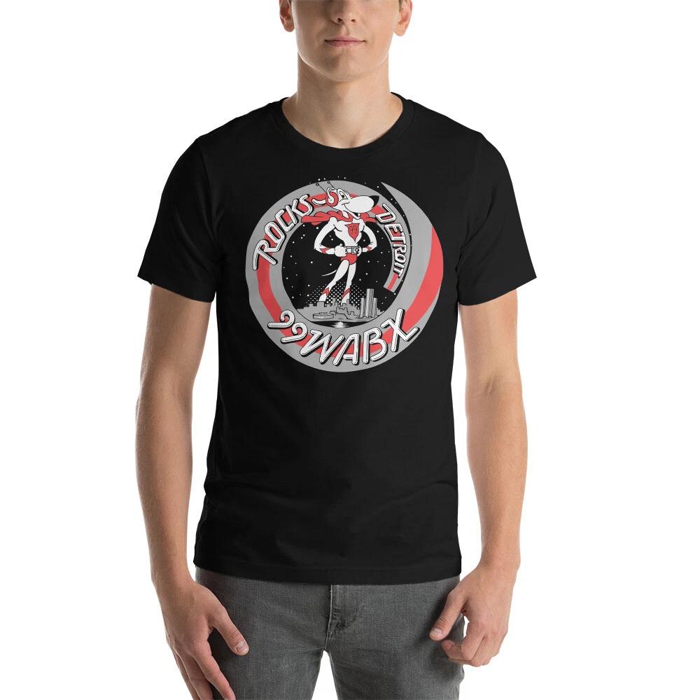 99 WABX Detroit Rock Radio Black Graphic Tee Shirt Unisex 100% Cotton T-shirt Mens Tees Top L