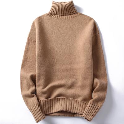 Zima Nowy Męski Sweter z Wysokim Golfem Casualowy Sweter Pulower w Jednolitym Kolorze Dzianinowy Sweter Bazowy Wełniany Sweter