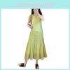 Maxi Abito Verde Costiero Francese Senza Maniche per l'Estate Casual