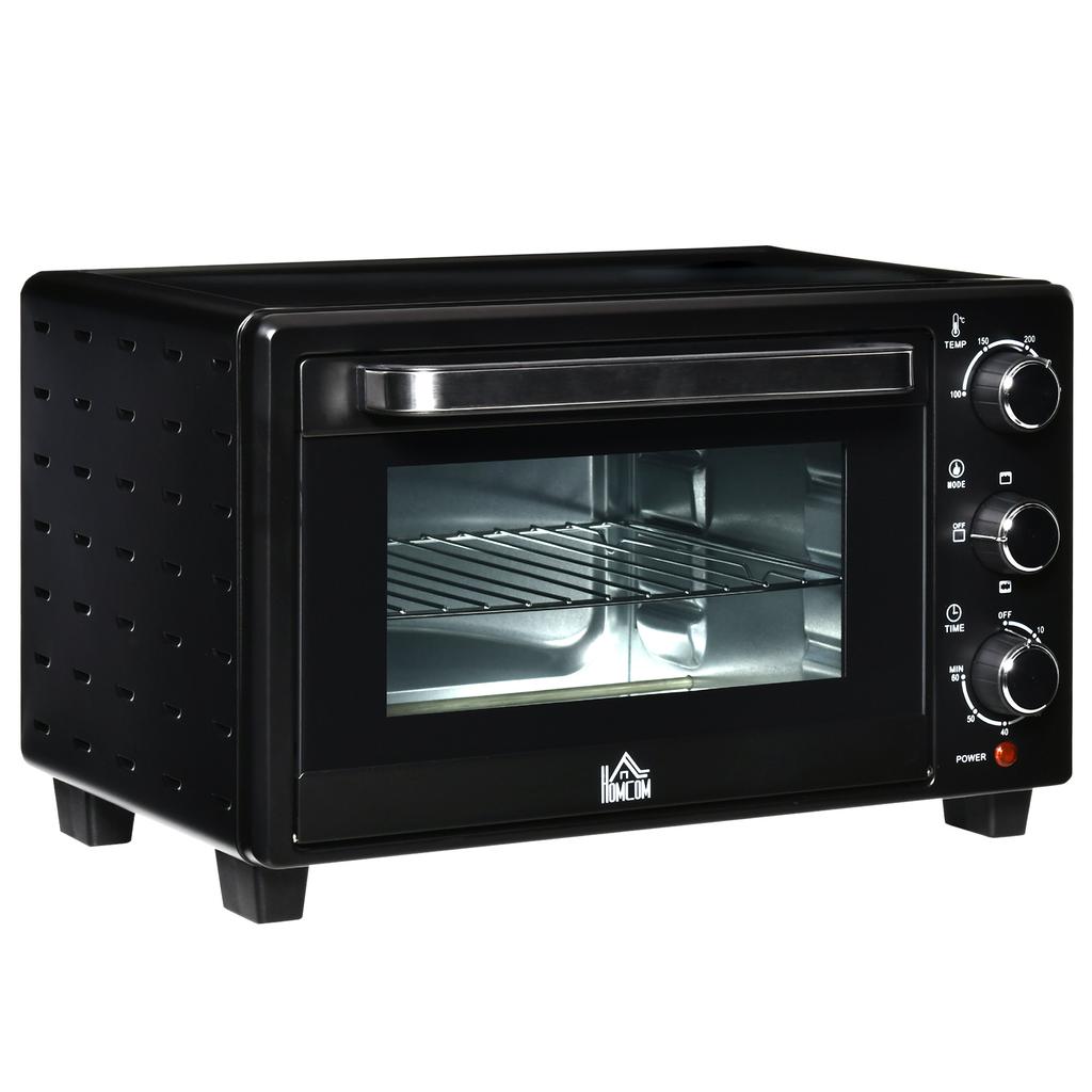 21L Mini Countertop Oven, 100 degrees C-230 degrees C Adjustable Temp - Black