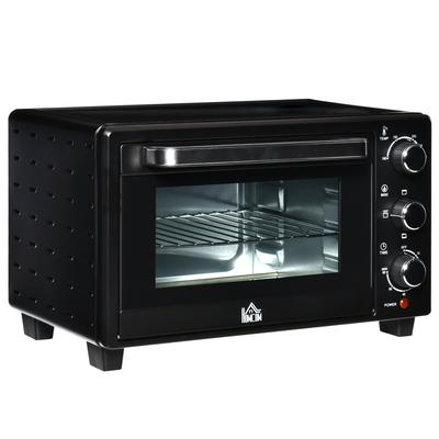 Mini Oven, 21 L Toaster Oven with 1 Wire Rack and 1 Baking Tray, 3 Cooking Modes, 100 Degrees C-230 Degrees C, Stainless Steel, Glass, Black