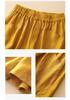 Women's 2024 Retro Cotton-Linen Elastic Waist Shorts with Large Pockets, Wide-Leg, Slimming, Straight-Leg, Versatile Design