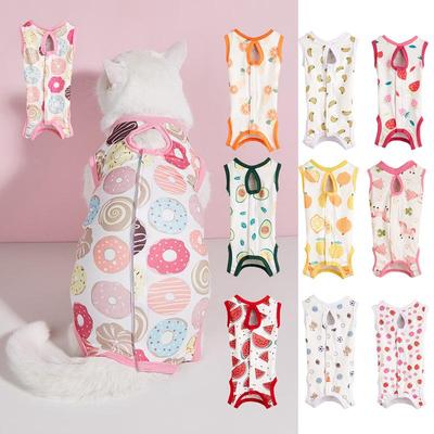 Breathable Cat Spay Suit: Cute Fruit, Teddy Bear, Donut & Pony Prints