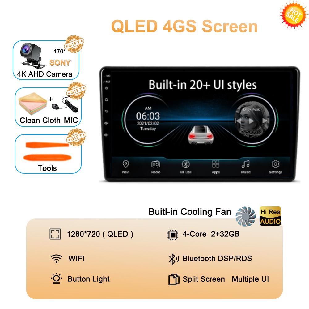 

10 DTS 2000x1200 QLED Screen All In One Universal Auto Stereo GPS For Volkswagen Nissan Hyundai Kia Toyota Honda BT Android 14
