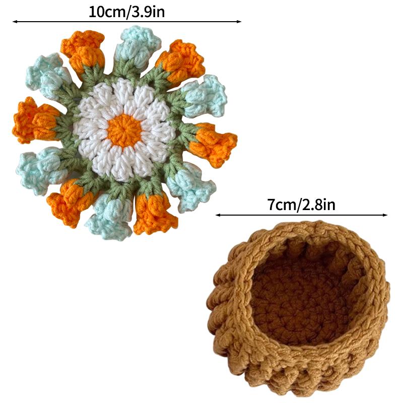 Mini Rose Bouquet Coaster Crochet Coaster Rose Flower Placemat Cup Pad Tea Coaster Mother's Day Gift Crochet Flower