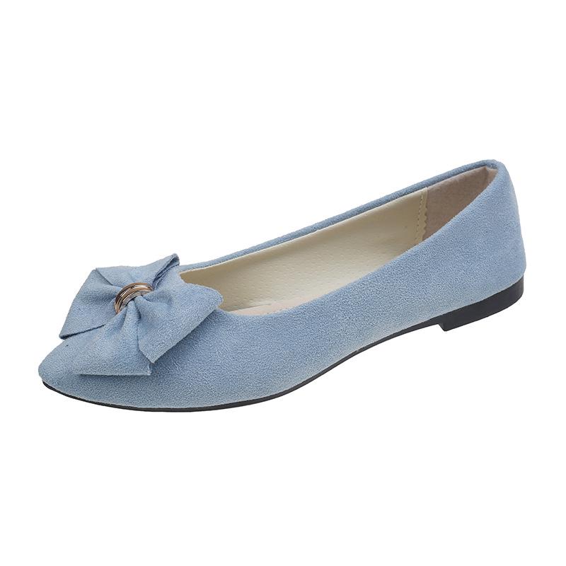 2025 Spring/Autumn Women's Bow Suede Loafers - British Style, Casual, Low-Cut, Plus Size