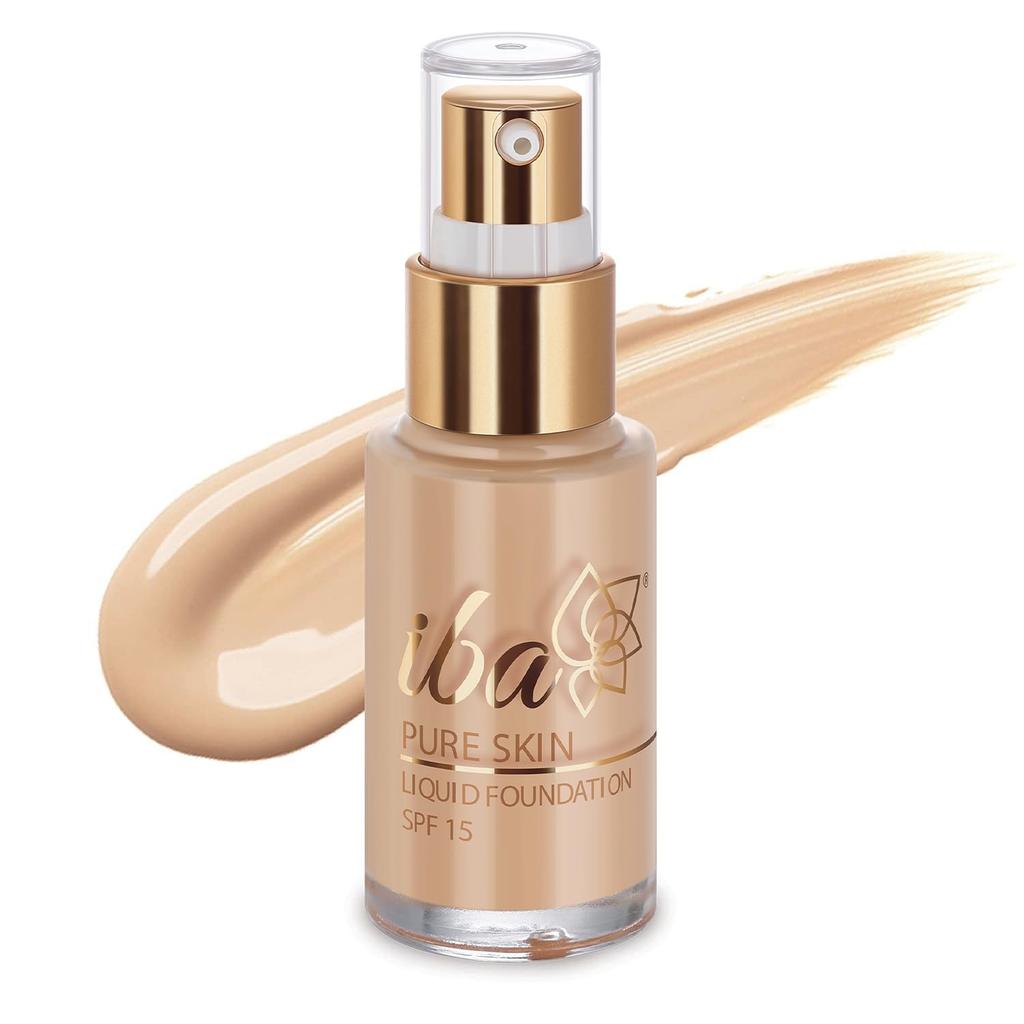 Iba Pure Skin Liquid Foundation - Natural Beige, 30ml | Full Coverage | Long Lasting | Lightweight | Oil Free Dewy Finish | SPF 15 | Halal Certifie