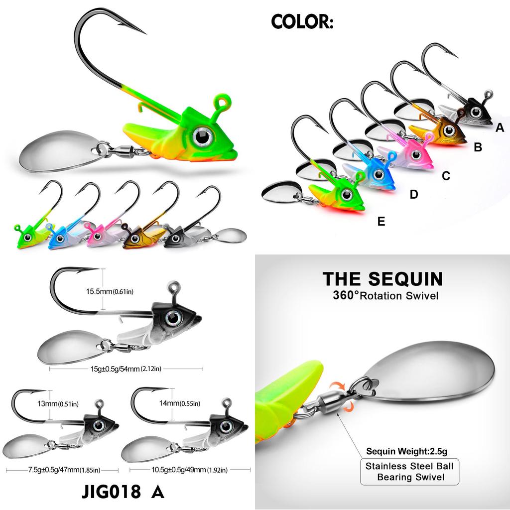 Nalucă de pescuit Proberos Jig018 cu cap de plumb și corp moale Greutate 7g 10g 15g Ideală pentru pescuitul la fund în America de Nord