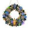 Funkelndes Edelstein Bastelset DIY Acryl Weihnachten Kunstperlen Aufhänge-Set, Beleuchteter Kranz 3D Perlen-Sets für Erwachsene Set mit LED-Lichterkette