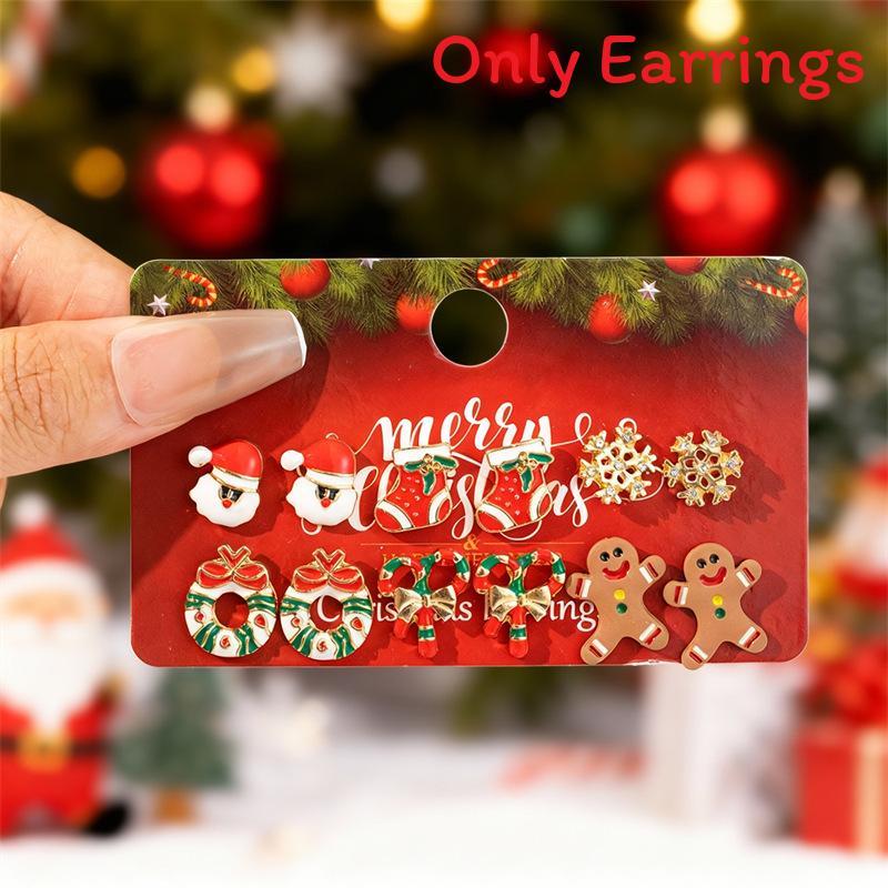 Christmas Tree Dangle Earrings With Glittering Snowflake Design For Festive Celebration Style A