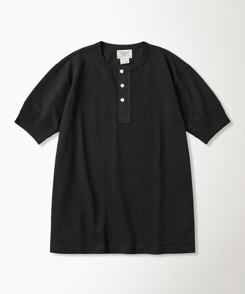 Beulonseun Vintage Short Sleeve Henley Tee Black