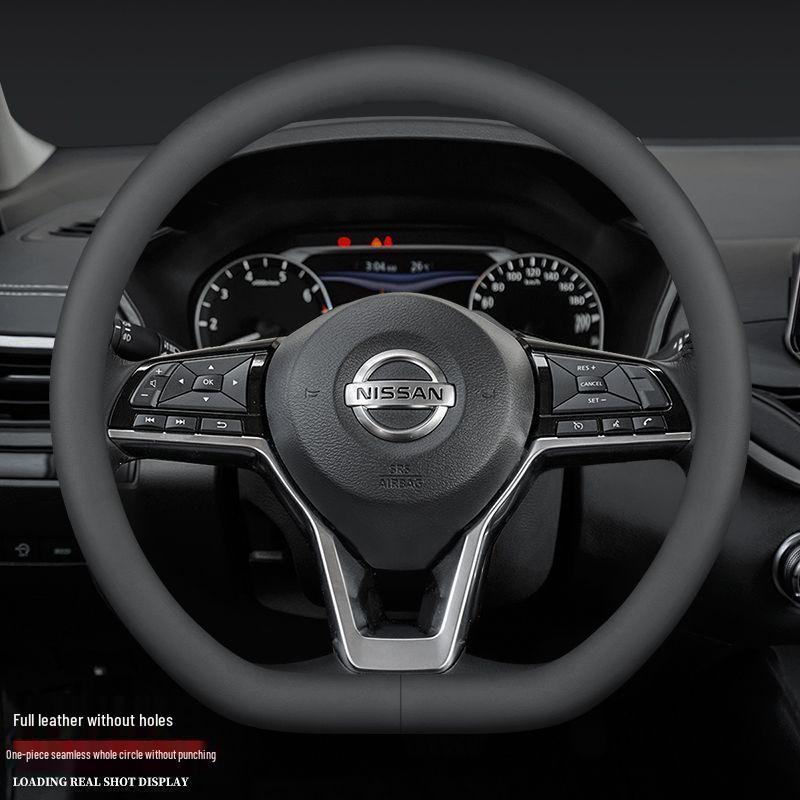 Echte Lederlenkradabdeckung für Nissan Sylphy, Tiida, Qashqai, Livina, Kicks, Loulan, Sunny und Bluebird Modelle.
