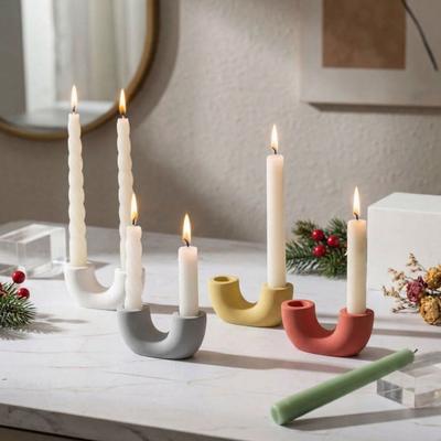 Portacandele in Cemento, Moderno Supporto Decorativo per Candeliere, Portacandele Conico Nordico per Centrotavola Matrimonio Festa, Scrivania da Pranzo, Mensola