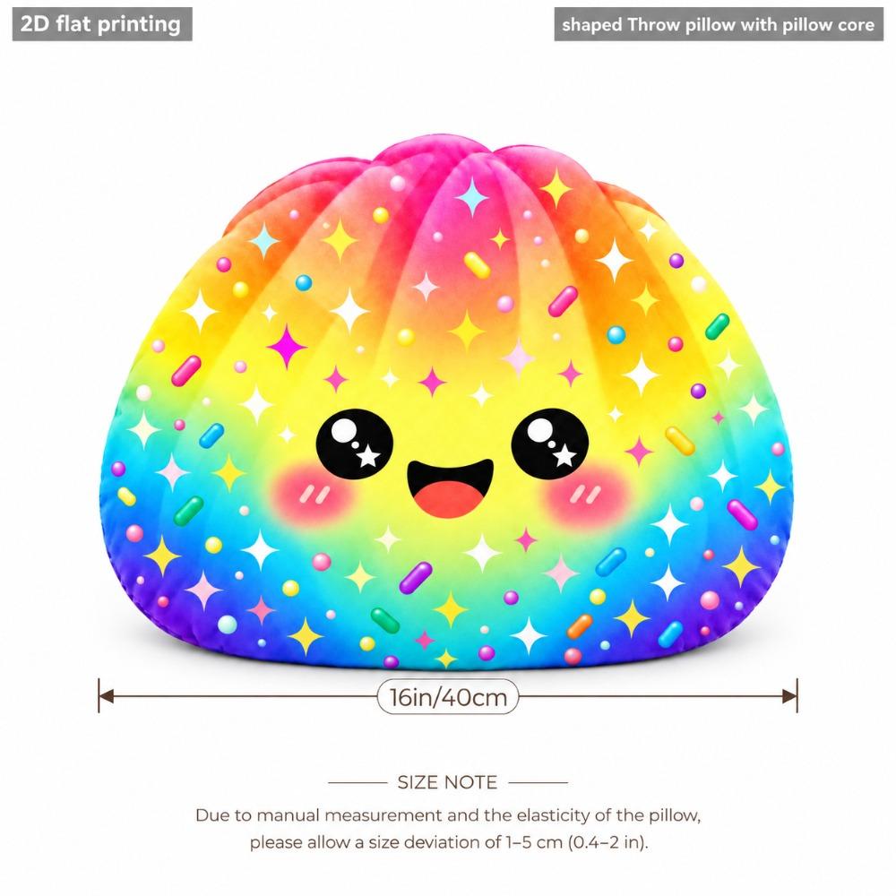 Colorful Squeeze Bun Pillow Double Sided Printing Bun Shaped Cushion Stress Relief Toy  Kids Gift