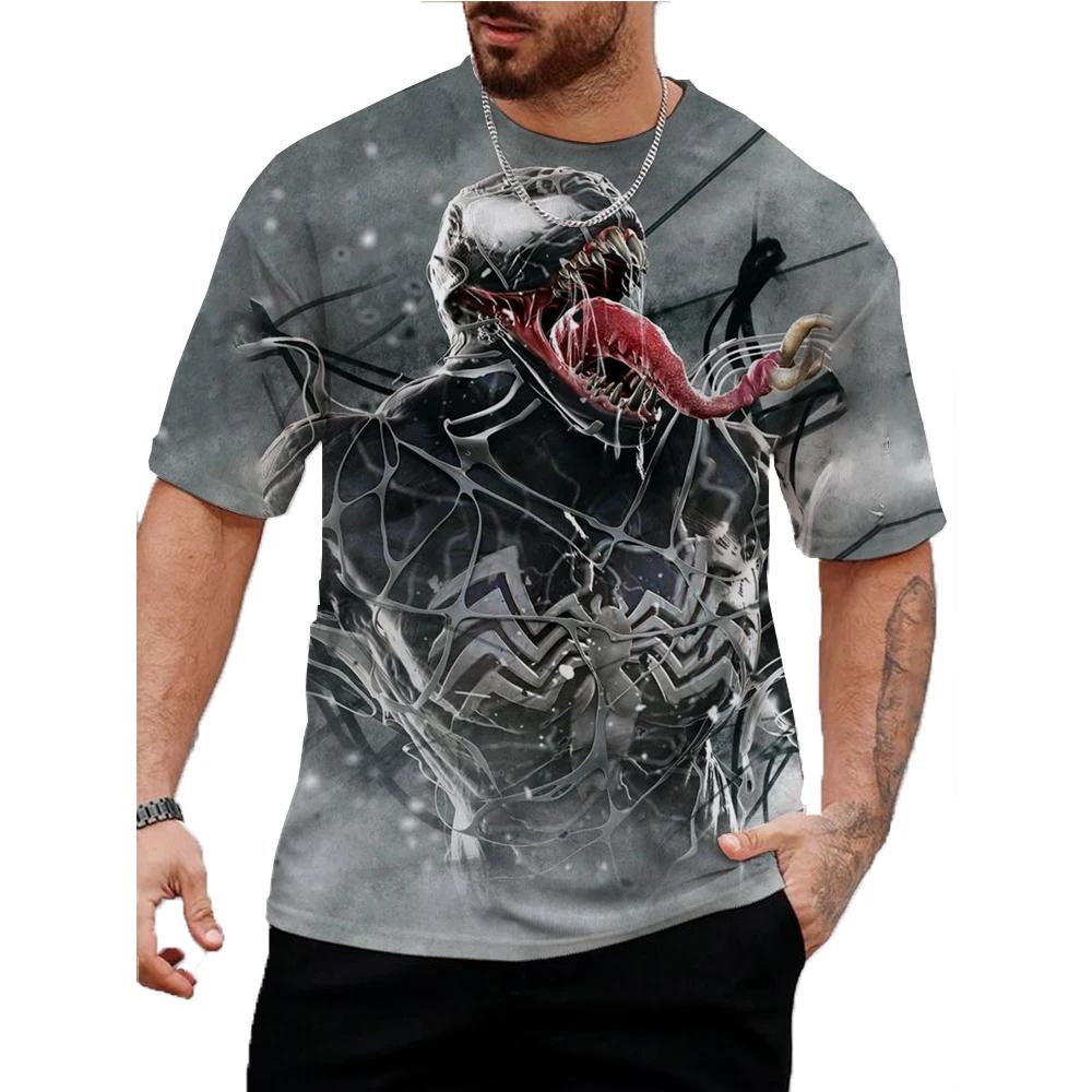 Venom Print T-Shirt Summer Round Neck Tops 3D T-Shirt Male Casual Stylish Short Sleeve Clothing Fashion Trend Street Wear