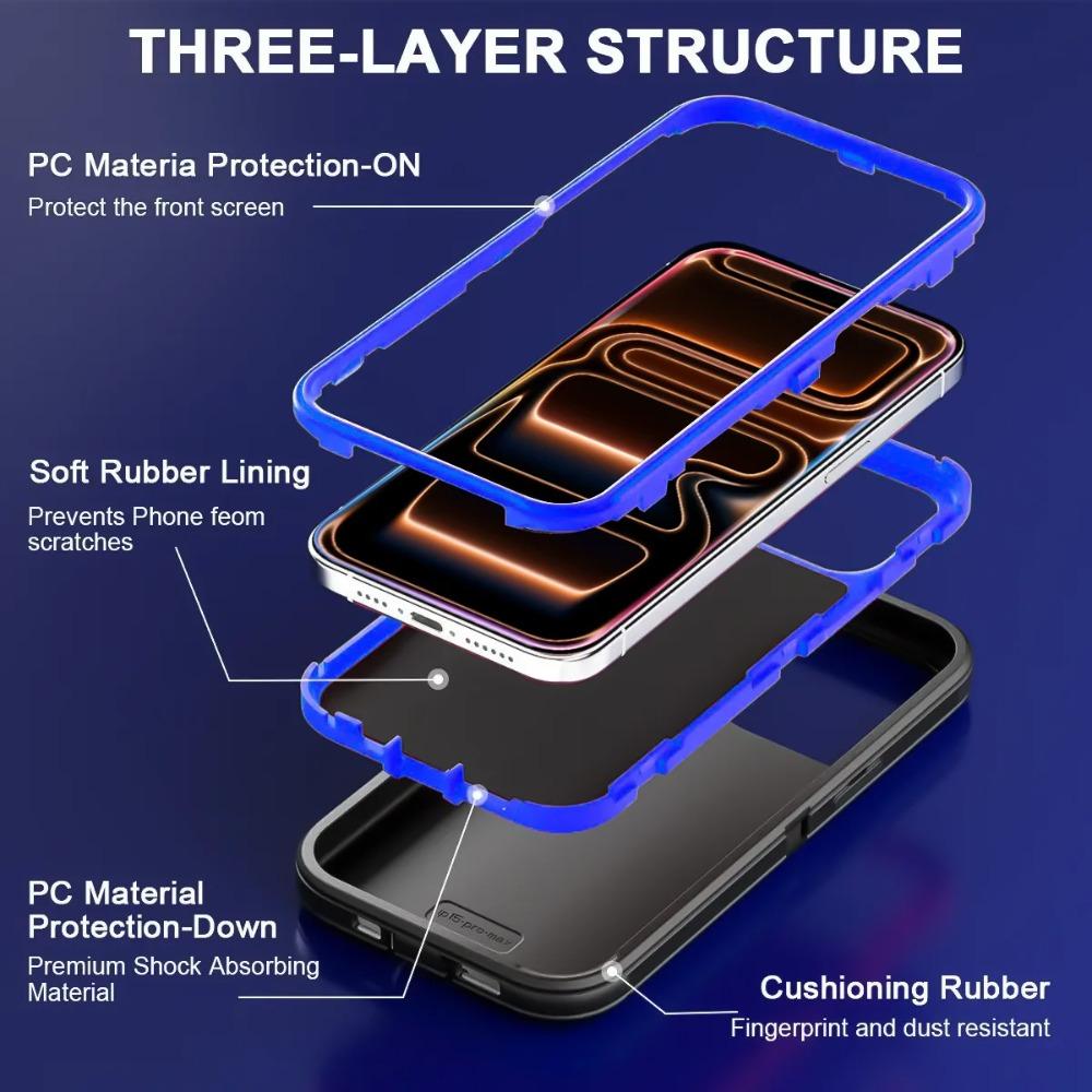 Military Defender Shockproof Armor Phone Case For IPhone Air 17 16 Pro Max 15 14 Plus 13 12 11 Smooth-Touch Ott PC+TPU Box Non-slip Protect Cover Clip