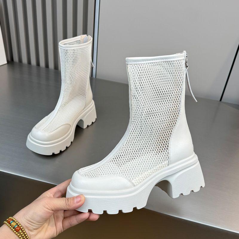

Ботинки в британском стиле женская обувь мода 2025 лето тонкая сетка высокий верх универсальные повседневные интернет-знаменитость мягкая подошва мягкая поверхность 40