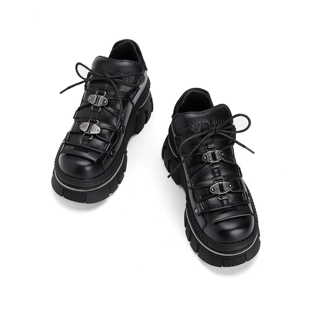 New Punk Style Women Shoes Lace-up Heel Height 6CM Platform Shoes Woman Metal Decor Woman Sneakers Gothic Ankle Rock Boots