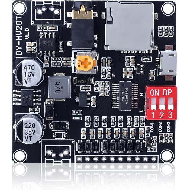 20W Voice Playback Module, PEMENOL DC 6-35V Sound Board USB Downloadable Music Player 24-bit DAC Output MP3 WAV Support TF Card 32GB Max for