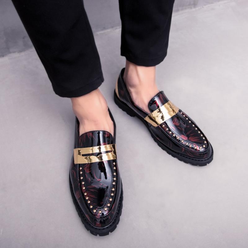 

Men s trendy fashion leather shoes low-top outdoor foot platform shoes retro British style one-pedal lazy shoes 2025 44