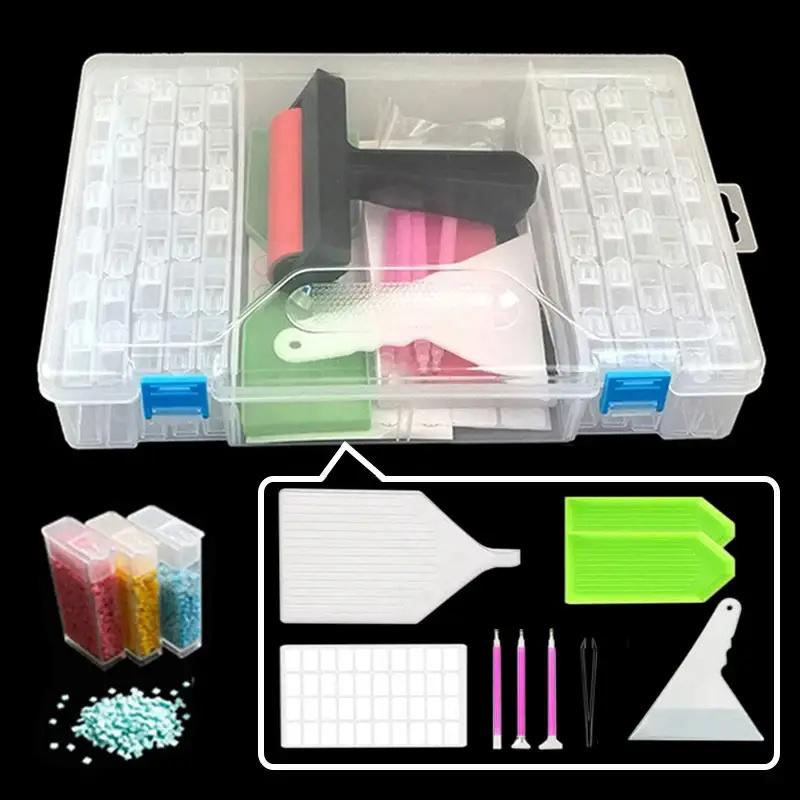 New DIY Diamond Painting Dot Diamond 60 Grid Tool Set Diamond Painting Tool Box Transparent Rice Bead Box Jewelry Crystal Storage Box
