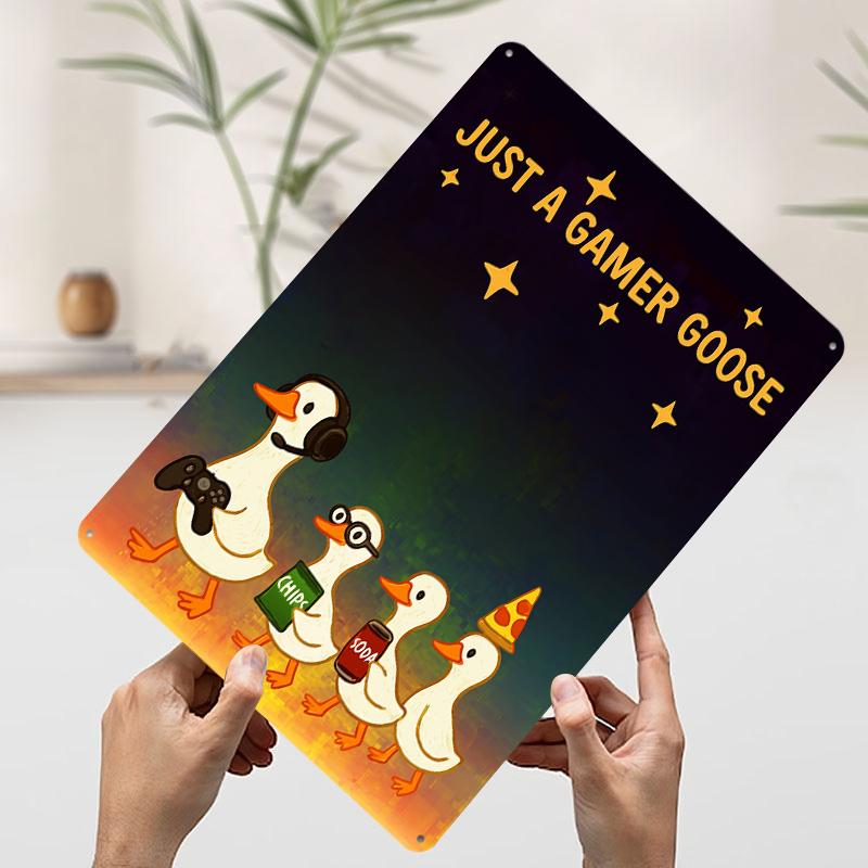 

Just a Gamer Goose Shirt Metal Poster Customized Wall Art Retro Vintage Tinplate Signs for Interior Decoration Living Room Decor 7.9x11.8In(20x30cm)