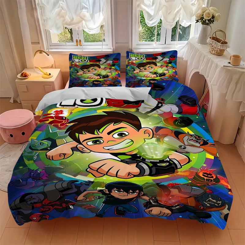 3pcs Ben 10 Duvet Cover Set (1 Duvet Cover + 2 Pillowcases, No Core) - Comfortable, And Breathable Bedroom Decoration Yy251104047