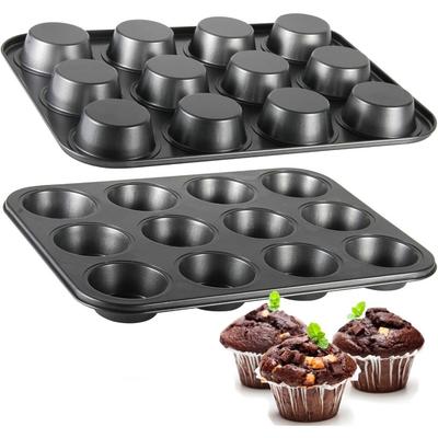 Moule à Cupcakes Carrés 6/12 Tasses Moule à Muffins Caissettes en Papier Moule à Gâteau en Acier au Carbone Moule de Cuisson Antiadhésif Facile à Nettoyer Moule à Gâteau Moule à Muffins