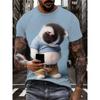 3D Printed New Plus Size Men's Fun Cat Pattern Short Sleeve T-Shirt Creative Design Crew Neck Summer Outdoor Activities Tshirts
