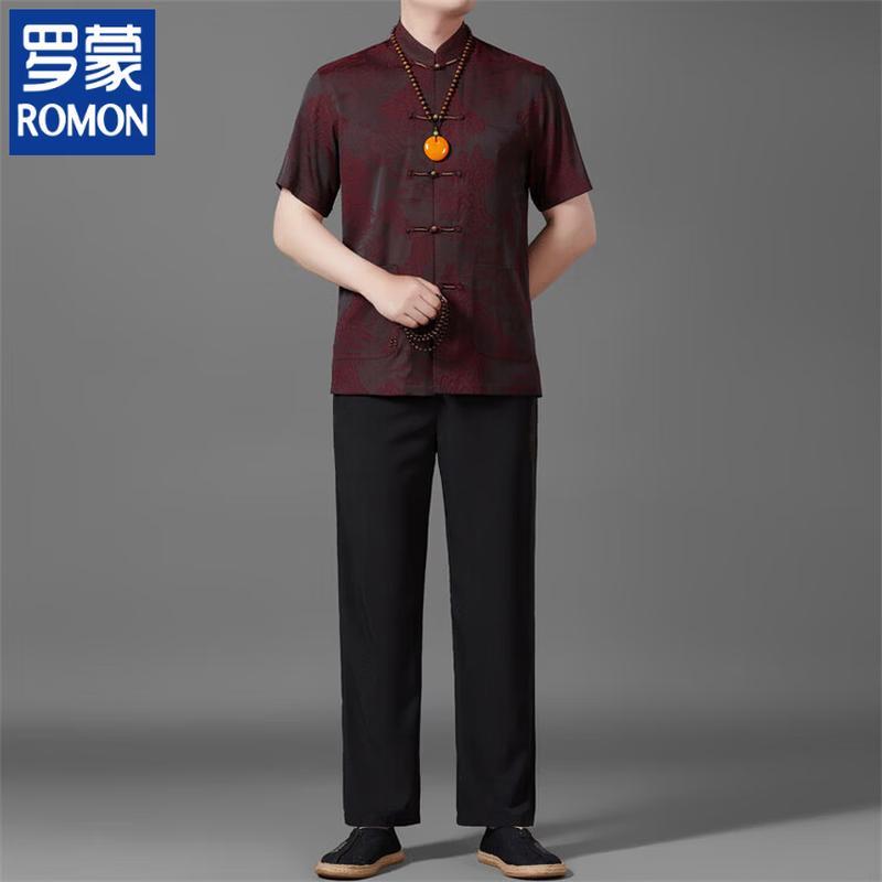 

Romon Men s Summer Mulberry Silk Blend Tang Suit Shirt 43/190
