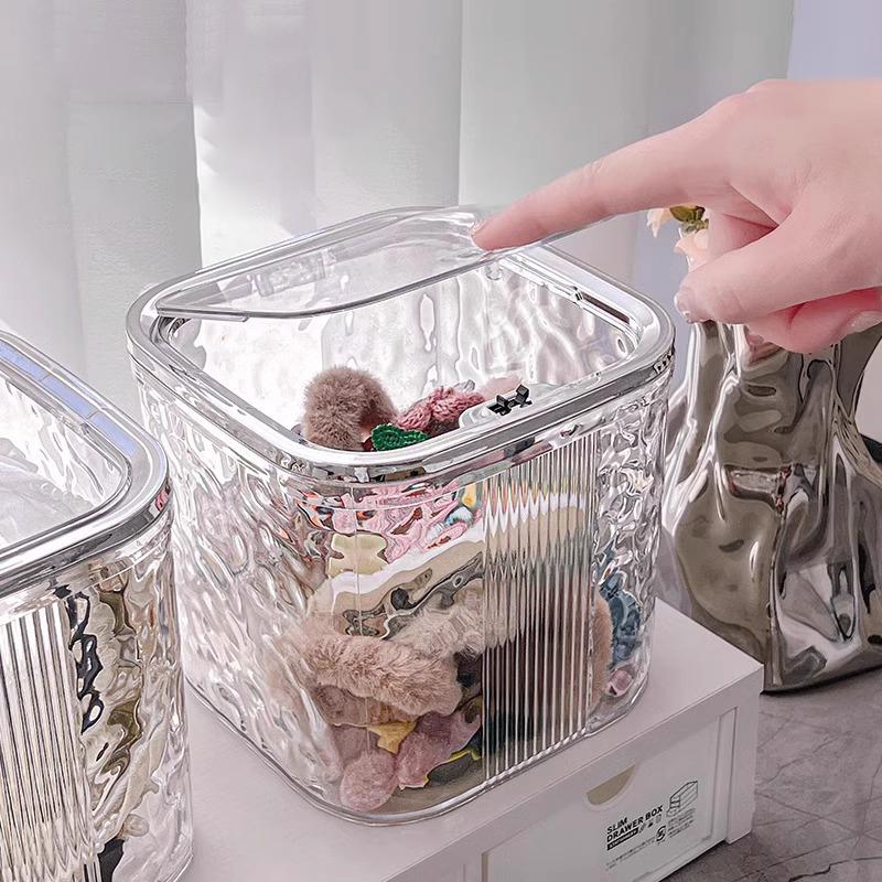Hair Accessories Organizer Storage Box Clear Acrylic Hair Tie Organizer For Headband Laundry Pods Container Desk Organizer