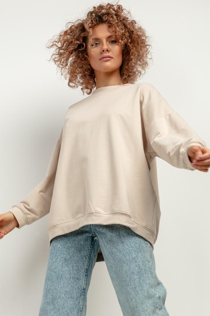 Wide long-sleeved sweatshirt T417 light beige light beige M/L