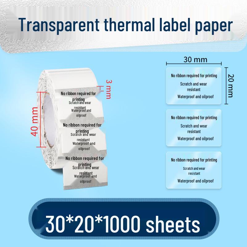 Waterproof Transparent Thermal Label Stickers - Oil-Proof, Scratch & Wear Resistant Barcode Printing Tags