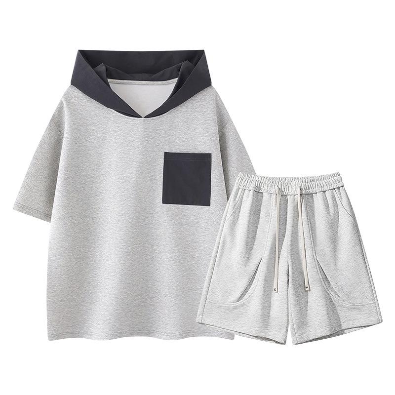 Men's Ice Silk Summer Sportswear Set: Trendy Loose Fit Short Sleeve T-shirt & Shorts Duo