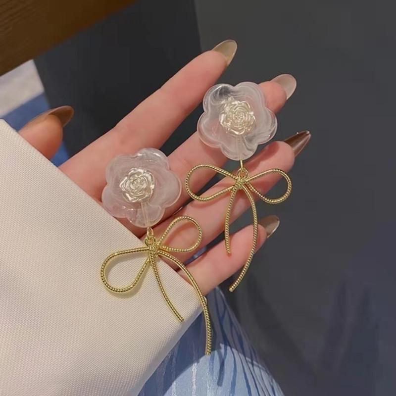 S925 Silver Needle Floral Bow Stud Earrings - Trendy, Unique Style & Celebrity Favorite Electroplated