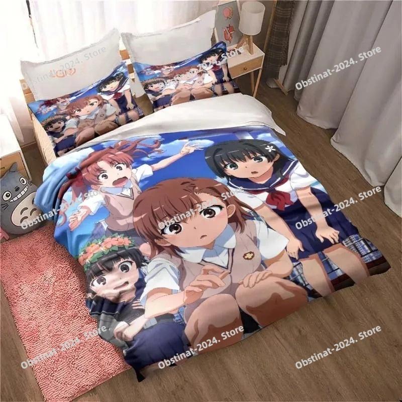 3D Print A Certain Scientific Railgun Sheets Bedding Set Duvet Cover Sheet Pillowcase Bed Soft Quilt Cover Full Queen King Size