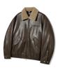 Trillion Fleece Collar Flight Leather Jacket_Brown