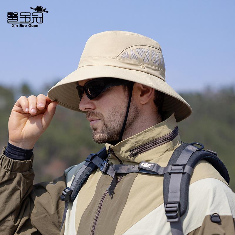 9250 Summer Big Brim Sun Hat Men Breathable Bucket Hat Outdoor Mountaineering Fishing Sun Hat